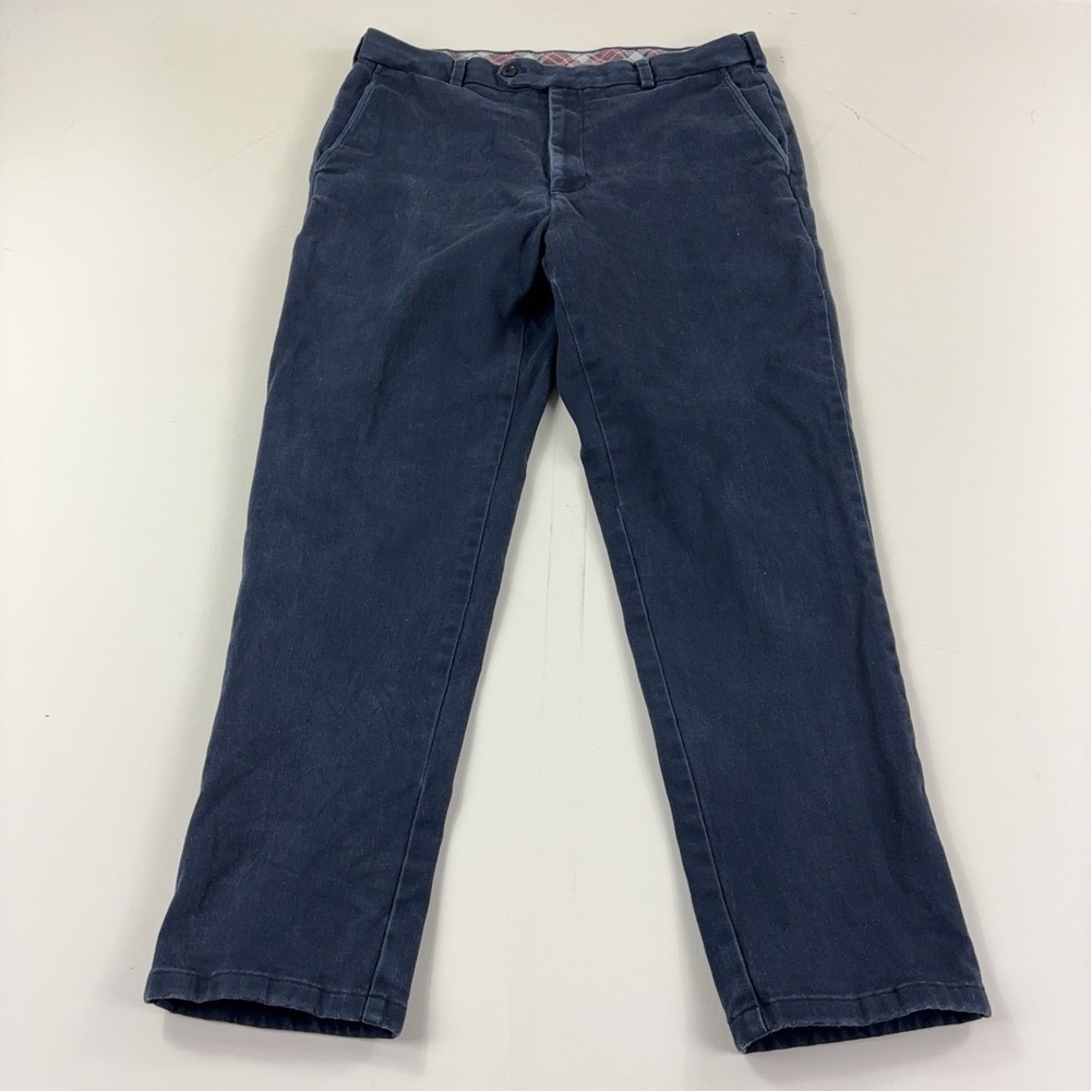 Brooks Brothers Pants Mens 38x30 Blue Flannel Lined Chino Stretch Casual Winter